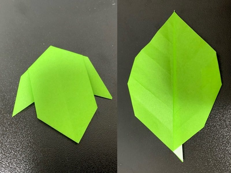 折り紙で作るお花の葉っぱの折り方 簡単かわいい2種類